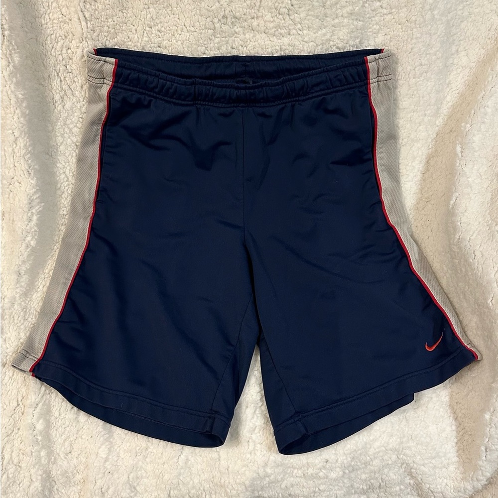 Nike Y2K Silver Tag Navy White Basketball Athletic Shorts Shiny Men’s Size Large